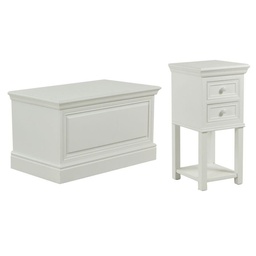 [S-V8030520000] Set mobile comodino e baule in legno bianco - Stile shabby - Misure: Comodino 33,5 x 33,5 x 69 cm, Baule 80 x 45 x 45 cm