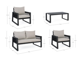 [S-B0662596] Set salotto giardino antracite con struttura in alluminio e tessile