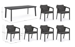 [S-B0663198] Set tavolo + 6 sedie Cordova antracite