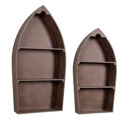 [S-B0245029] Set di 2 Mensole Boat Naturale - Dimensioni: 49x13x96,5 cm e 38,5x11x76,5 cm