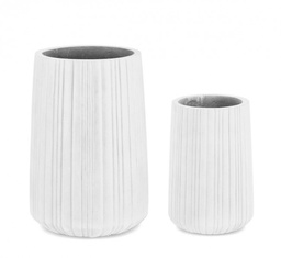 [S-B0790681] Set di 2 Vasi Halong Cil Bianco - Diametro: 45 cm Altezza: 66 cm e Diametro: 32 cm Altezza: 47 cm