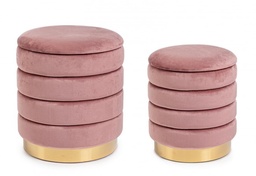 [S-B0720591] Set2 Pouf Contenitore Darina Rosa Antico in velluto