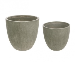 [S-B0790585] Vaso Decorativo Set2 Brush Basso Salvia - Diametro 43,5 cm x Altezza 41 cm