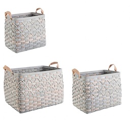 [S-B0411272] Set3 Cesta 2M Lisette Rett Grigio in Legno d'Abete