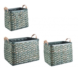 [S-B0411271] Cesta Rettangolare in Legno d'Abete Verde