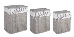 [S-B0402395] Set3 P.Biancheria Alma - Rattan e Bambu', Tessuto 70% Poliestere- 30% Cotone