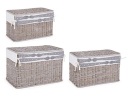 [S-B0402407] Set3 Eleganti Porta Oggetti Grigio - 66x41x43 cm, 61x36x38 cm, 56x33x33 cm