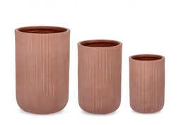 [S-B0790664] Set3 Vaso Rigato in Terracotta
