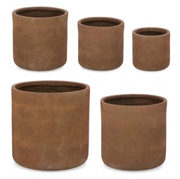 [S-B0790677] Vaso Rusty a Righe in Fibra di Argilla per Esterni