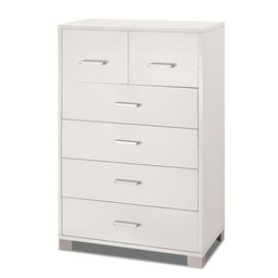 [S-O772BFBFK] Settimino alto da camera sei cassetti Bianco Cenere 70x41x h112 cm