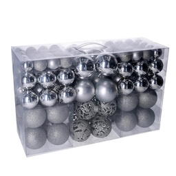 [S-V6162280000] Confezione 100 pezzi di sfere plastiche argento cmø4,6,8