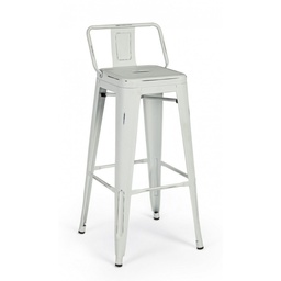 [S-B0732046] Sgabello alto bar in acciaio NEW JERSEY  bianco antico 94h cm