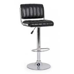[S-B0733294] Sgabello da bar in similpelle nero, dimensioni 46x51,5x h88,5/109,5 cm