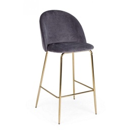 [S-B0734301] Sgabello design contemporaneo Bar Carry velluto grigio scuro - Misure: 51x55x105 cm