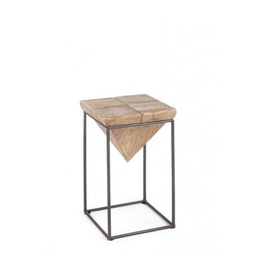 [S-B0740290] Sgabello in acciaio seduta in legno di abete PRISMY 25,5x25,5x h46 cm