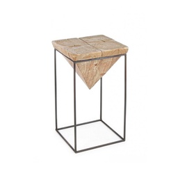 [S-B0740291] Sgabello in acciaio seduta in legno di abete PRISMY 31x31xh.55 cm