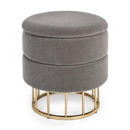 [S-B0720388] Sgabello struttura metallo dorato velluto grigio