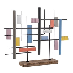 [S-B0182316] Soprammobile in Acciaio e Legno Mondrian - 61x10x48.5 cm