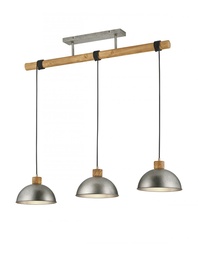 [S-TRIO303400367] Sospensione 3 Cupole Metallo Nichel Anticato