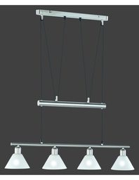 [S-TRIO3751051-07] Sospensione 5 Luci Saliscendi Nichel L102 cm