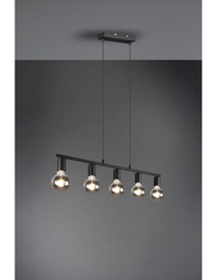 [S-TRIOR30185032] Sospensione 5xE27 Vannes Nero L82 cm