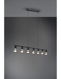 [S-TRIOR30187032] Sospensione 7xE27 Vannes Nero L110 cm Trio Lighting