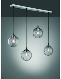 [S-TRIOR30074054] Sospensione Clooney 4 Sfere Vetro Fumé L90 cm Trio Lighting