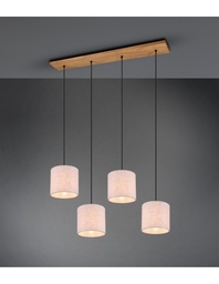 [S-TRIO302100430] Sospensione Elmau 4xE27 Nichel E Paralumi Sabbia L100 cm Trio Lighting