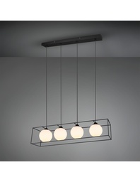 [S-TRIOR30404032] Sospensione Gabbia 4xE14 Nero Opaco L100 cm Trio Lighting
