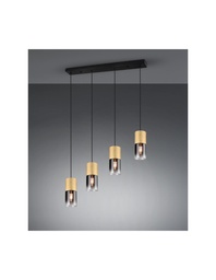 [S-TRIO310600454] Sospensione Cilindri Ottone con Vetro Fumé