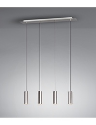 [S-TRIO312400407] Lampada a Sospensione 4 Luci Cilindri Nichel Marley