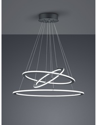 [S-TRIO321910342] Sospensione LED Dimmerabile 3 Anelli Antracite Ø80 cm