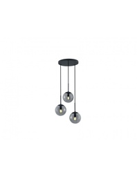 [S-TRIO308590342] Lampada Sospensione Moderna 3 Luci Sfere Vetro Fumé