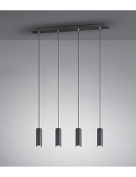 [S-TRIO312400432] Lampada a Sospensione 4 Luci Cilindri Marley Nero