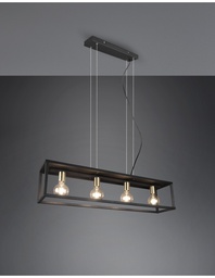 [S-TRIOR30194032] Lampadario a Sospensione 4 Luci Cornice Metallo Nero