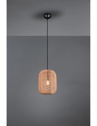 [S-TRIO303000132] Sospensione Runa Nero e Diffusore Sisal Marrone Ø25 cm