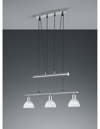 [S-TRIO371010307] Lampada Sospensione 3 Luci Bilanciere Nichel Opaco
