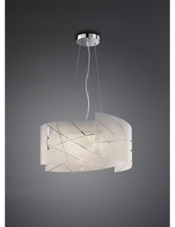[S-TRIO301200300] Sospensione Sandrina Vetro Graniglia Bianco 3xE27 Ø50 cm Trio Lighting