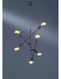 [S-TRIO306700632] Sospensione Vintage 6 Luci Orientabili Cross Nero Opaco