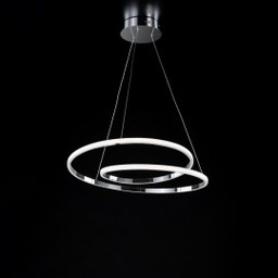 [S-BL220-SCR] Lampadario sospensione metallo alluminio Cromo Lucido con LED integrato 60x h 150 cm