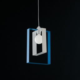 [S-BL150-1-BAZ] Sospensione moderna lampadario in ferro bianco azzurro  25xh.40 cm