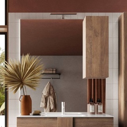 [S-FZ98890] Specchio bagno con pensile Salemi 100x110h e lampada LED rovere mercure