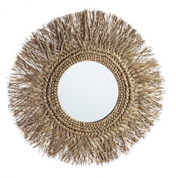 [S-B0242648] Specchio Illusion Naturale con Cornice in Fibra di Bambu' Mendong - Ø73x2