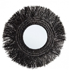 [S-B0242649] Specchio Illusion Nero con Cornice in Fibra di Bambu' Mendong - Ø73x2