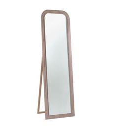 [S-V3303600000] Specchio da terra ovale in legno crema anticato opaco cm50xh170x2