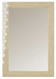 [S-V9123960000] Specchio rettangolare decorato in yuta con motivo pizzo - 41,5 x 61,5 x 2 cm