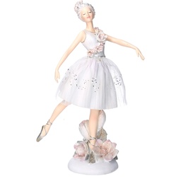 [S-V6142550000] Statua Ballerina in Resina Bianca 17,7x9,5x27,2 cm