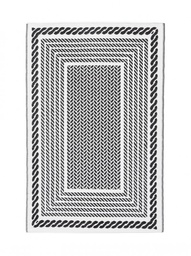 [S-B0607755] Tappeto Bianco-Nero Kashan 150x210 - Artigianale con Disegni Reversibili