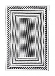 [S-B0607748] Tappeto Jacquard Reversibile Bianco-Nero 180x270