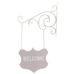 [S-V0223080000] Targhetta Metallo Welcome Bianco 39x68x2 cm